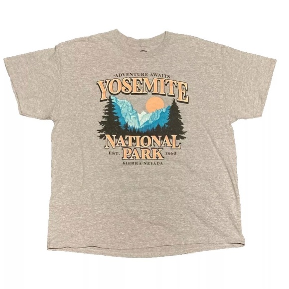 Yosemite National Park Sierra Nevada Souvenir Grey Cotton Blend T-shirt Size XL - Picture 1 of 4